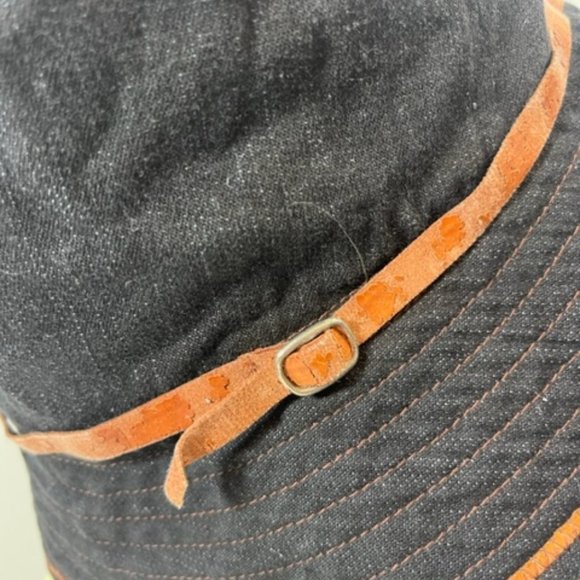 Floppy Sun Hat Black Brown Stitched Cotton Blend Daniele Meucci Made in Italy - Picture 9 of 10